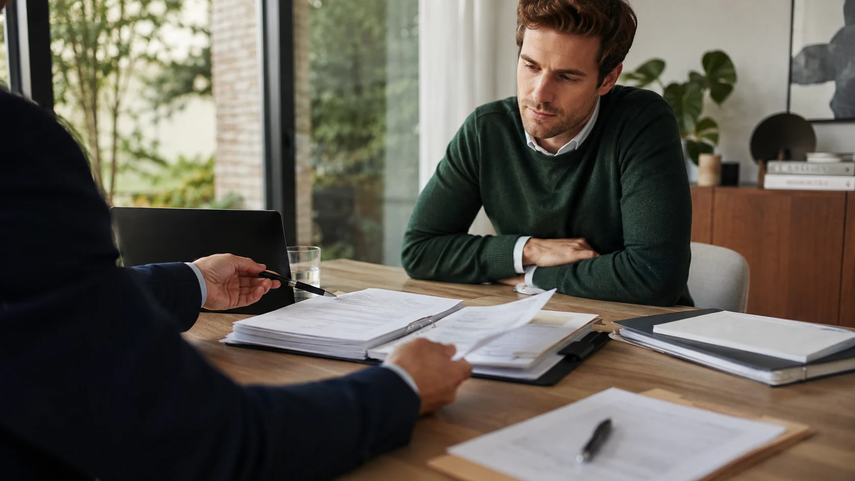 Client en entretien avec un conseiller pour analyser sa protection juridique